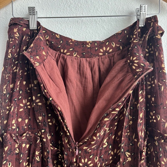NWT Cleobella Organic Skirt Zadia Block Print Red Cream Floral Lined Maxi M - Picture 9 of 14